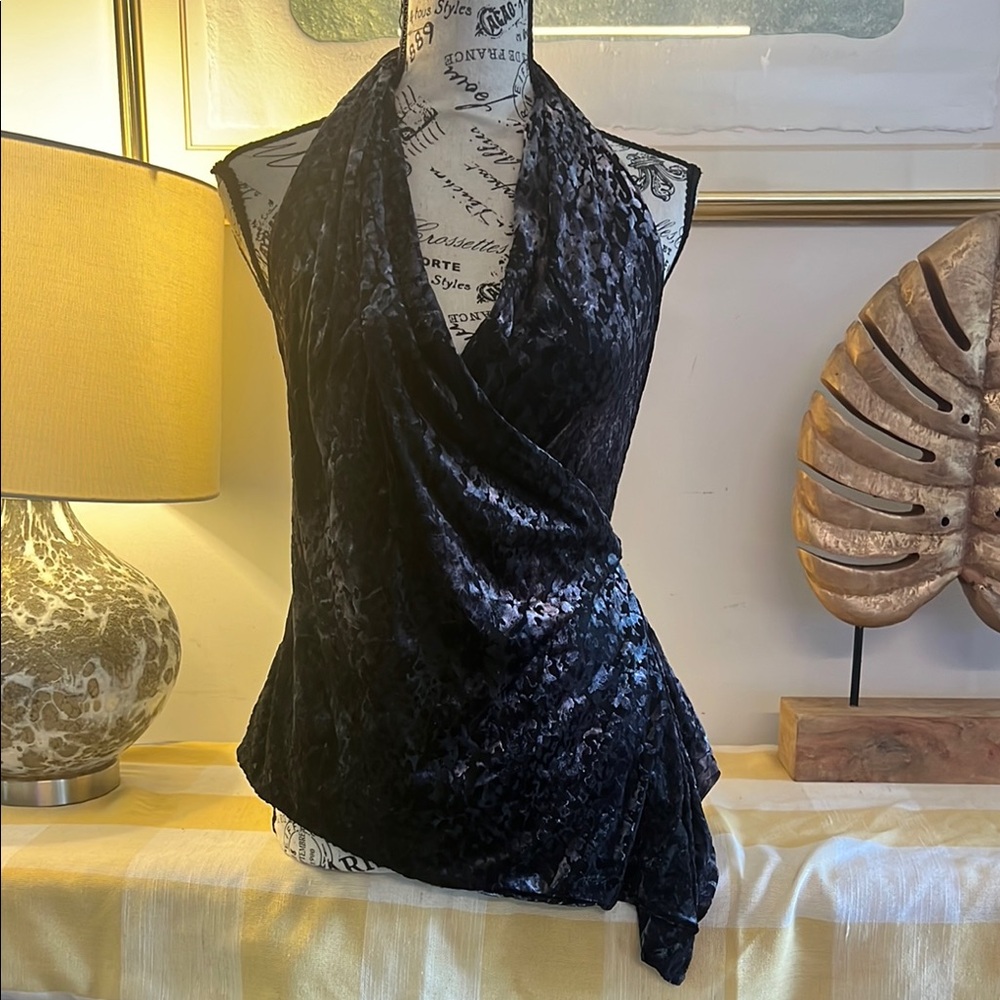 Zara Black Sleeveless Asymmetrical Wrap Top